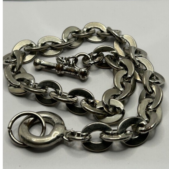Other - Men's Chunky Chain Necklace Silver Tone Toggle Clasp Statement Industrial 34"